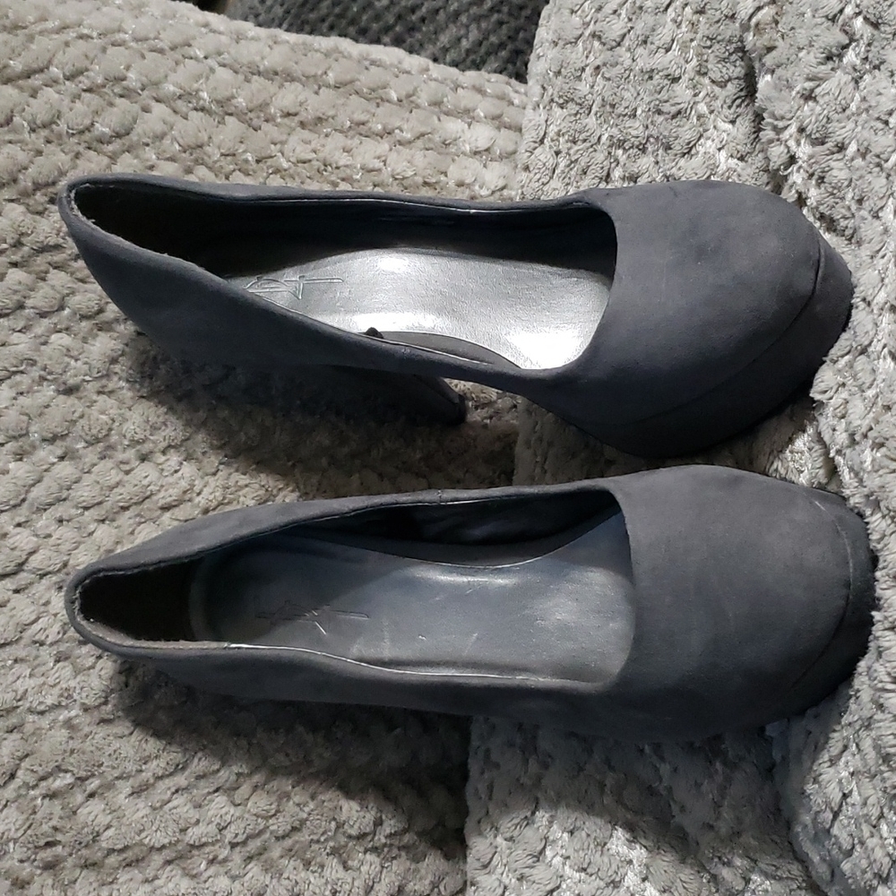 Suede platform heels.
